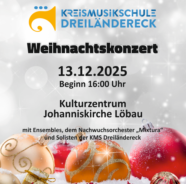 Titelbild Weihnachtskonzert der Kreismusikschule Dreiländereck